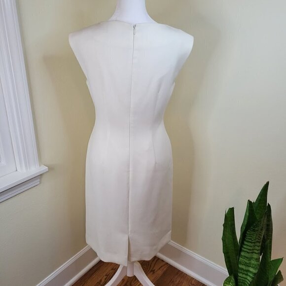 Tahari Sheath Dress Sleeveless Embellished Ivory V-Neck Womens Size 2 - Picture 5 of 14